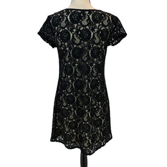 Xhilaration Short Sleeve Crew Neck Lace Dress - Black Cream - size Medium - Picture 3 of 6